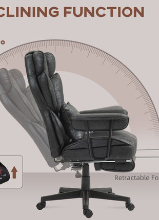 396lbs. Big and Tall Office Chair, Massage Office Chair with Footrest, Lumbar Support & Reclining Function, Black