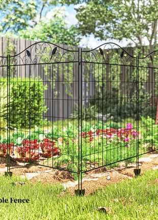 Garden Fence, 4 Pack, 44 in(H) x 12 ft(L) Folding Garden Fence Border, No Dig Ground Stake Metal Fence Panels for Outdoor Patio Yard Landscape