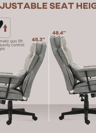 396lbs. Big and Tall Office Chair, Executive Office Chair with Footrest, Lumbar Support, and Reclining Function, Gray