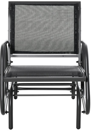 Outdoor Glider Chair, Steel Swing Chai with Curved Armrests for Porch, Garden, Poolside, Balcony, Black