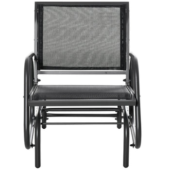 Outdoor Glider Chair, Steel Swing Chai with Curved Armrests for Porch, Garden, Poolside, Balcony, Black
