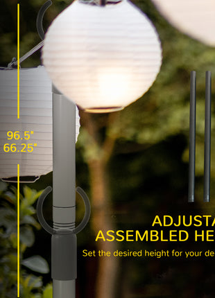 4 Pack of 8' String Light Poles, Steel Hanging Lighting Stand for Patio, Backyard, Deck, Wedding, Party, Black