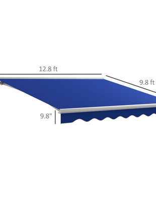 13' x 10' Electric Awning, Retractable Awning with LED Lights and Remote Controller for Door and Window, Blue