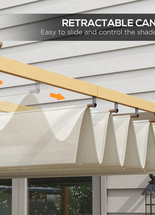 10' x 13' Retractable Pergola Canopy, Aluminum Pergola Sun Shade Shelter for Garden, Patio, Backyard, Deck, Cream