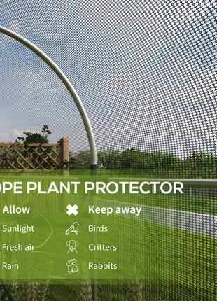 Galvanized Steel Crop Cage, Plant Protection Tent with Zippered Door, 4' x 12', Black