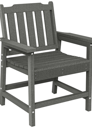 All-Weather Patio Chair, HDPE Patio Dining Chair, Heavy Duty Wood-Like Outdoor Furniture for Garden, Backyard, Deck, Porch, Lawn, Gray