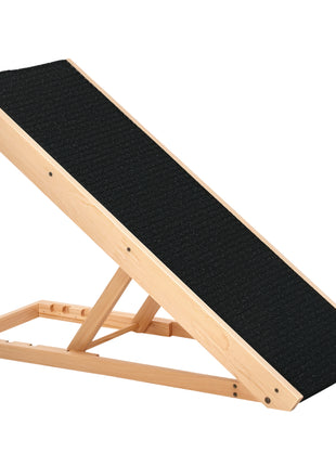 Elevated Dog Ramp for Bed, Foldable and Height Adjustable Pet Ramp for Cats with Non-Slip Finish, Pine 35.5" L x 16" W x 24" H, Black
