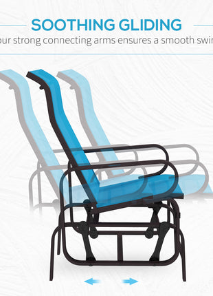 Gliding Lounger Chair, Single Rocker with Lightweight Metal & Mesh Construction, Blue