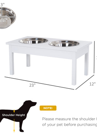 23" Wooden Heavy Duty Dog Food Bowls Pet Elevated Feeding Station -White
