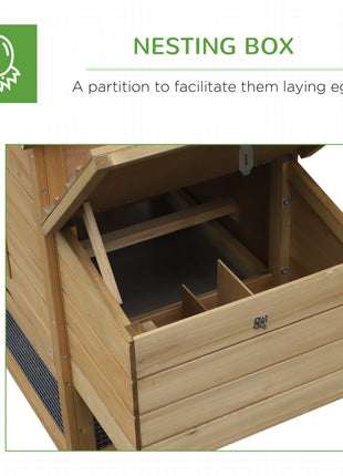 59" Small Wooden Chicken coop Hen House Poultry Cage for Outdoor Backyard with 2 Doors, Nesting Box and Removable Tray, Natural Wood