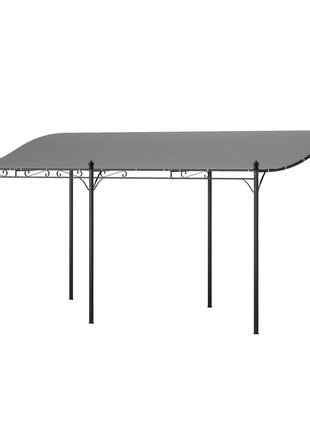 10' x 16' Wall-Mounted Outdoor Pergola Canopy, Metal Patio Canopy with Drainage Holes for Backyard Garden, Dark Gray