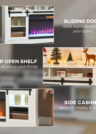 Fireplace TV Stand for TVs Up to 80 Inch, TV Console with Electric Fireplace, Open Storage and Side Cabinets, Black