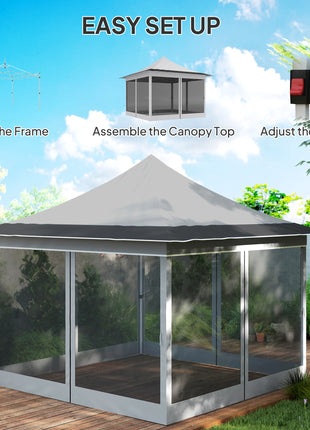 12 x 12 ft. Canopy Tent with Mesh Netting, UPF50+ Pop Up Tent with Carry Bag for Garden, Patio, Light Gray