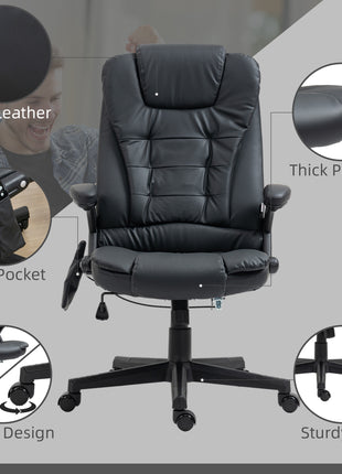 Massage Office Chair, Heated Reclining Computer Chair with 6 Vibration Points, Armrest and Remote, Black