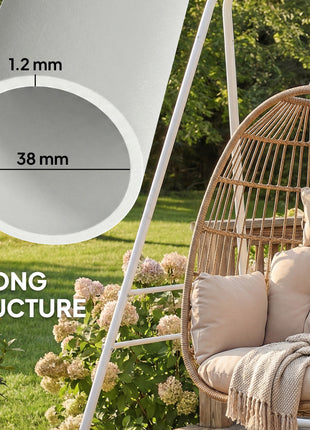 Hammock Chair Stand  Indoor and Outdoor Use with Anti-Slip Foot Pads, 2 Carabiners, White