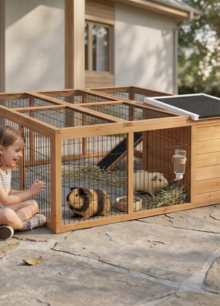 Rabbit Hutch, Waterproof Rabbit House for Small Animals, Natural