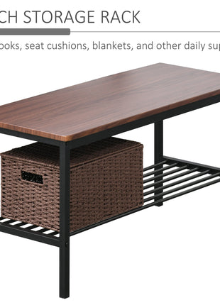Industrial 4 Piece Dining Room Table Set with Bench Wooden Kitchen Table and Chairs w/ Storage Rack for Kitchen, Dinette, Rustic Brown/Black