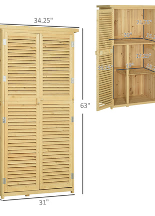 5' x 3' Wooden Garden Storage Shed, Sheds & Outdoor Storage with Asphalt Roof & 2 Large Wood Doors with Lock, Natural