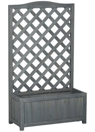 46" Wooden Planter with Trellis, Raised Garden Bed to Grow Vegetables, Herbs, Flowers for Backyard, Patio, Gray