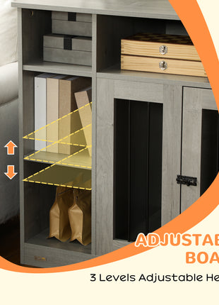 47" Dog Crate Furniture with Storage, for Large Medium Dogs, Gray
