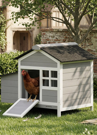 Wooden Chicken Coop Outdoor with Nesting Box, Pull-Out Metal Tray, for 1-2 Chickens, Rabbits, Ducks, 36" x 25" x 27"