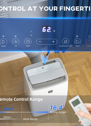 14000 BTU Portable Air Conditioner, AC Unit with Cool, Dehumidifier, Fan, 549 Sq. ft, 24H Timer On Off, Window Kit