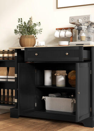 Modern Sideboard Cabinet, 41" Kitchen Buffet Cabinet with Drawer, Adjustable Shelf, 3 Doors for Dining Room, Black