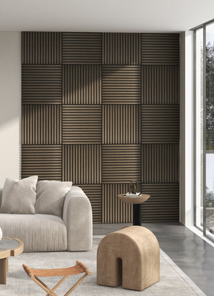 24" x 24" Wood Panels for Wall, 4 Pack Acoustic Panels, Sound Absorbing Slat Wall for Wall Decor, Home, Brown