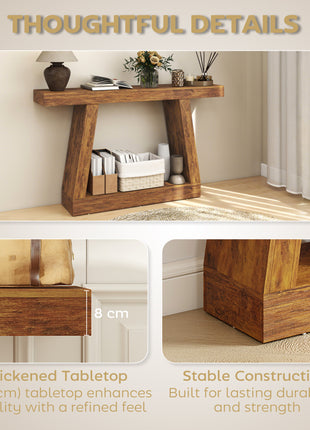 55" Farmhouse Console Table, 2-Tier Entryway Table with Storage for Hallway, Living Room, Behind Couch, Rustic Brown