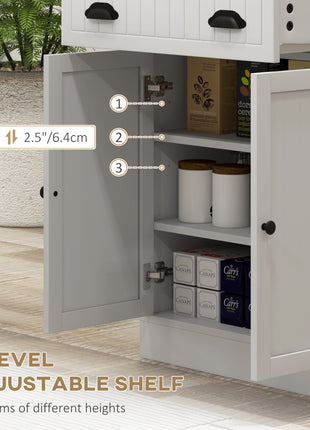 Kitchen Microwave Cabinet with Drawer, Cabinet and Adjustable Shelf, Buffet Cabinet with Hutch for Dining Room, White