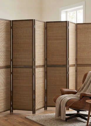Room Divider, 6 Panel Folding Privacy Screen, 6 FT Tall Hand-Woven Bamboo Wall Partition, Brown