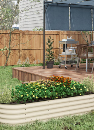 6.4' x 2' x 1.4' Galvanized Raised Garden Bed Kit, Metal Planter Box with Safety Edging, Cream
