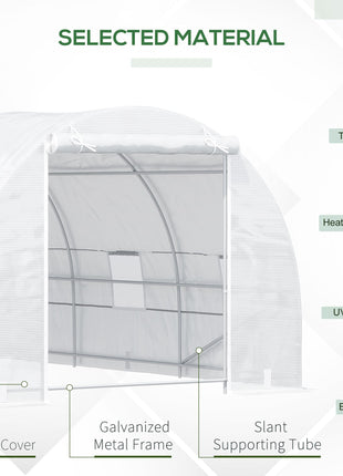 20' x 10' x 7' Walk-In Tunnel Greenhouse with Zippered Door & 8 Mesh Windows, Large Garden Green House Kit, Galvanized Steel Frame, White