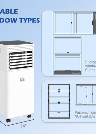 10000 BTU Mobile Air Conditioner for Cooling and Dehumidifying, Remote Control, 24H Timer, LED Display, Black
