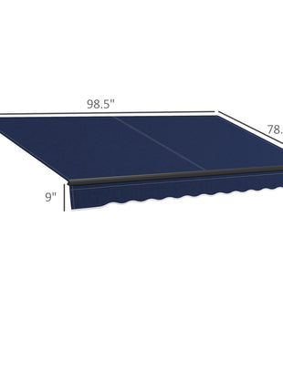8' x 6.5' Retractable Awning, 280gsm UV Resistant Sunshade Shelter for Deck, Balcony, Yard, Blue