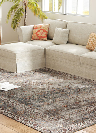 Machine Washable Area Rug 8x10, Non-Slip Traditional Floor Cover Foldable Carpet for Living Room, Dark Mixed-Brown