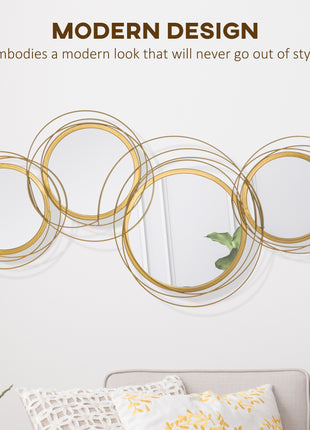 42.25" Circle Mirror for Wall, Modern Metal Wall Art for Living Room, Bedroom and Dining Room, Gold
