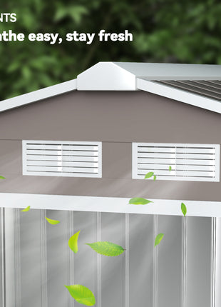 7' x 4' Outdoor Storage Shed, Garden Tool Metal Shed with Foundation Kit, Double Lockable Door, Air Vents and Sloping Roof, for Backyard, Patio, Lawn, Gray