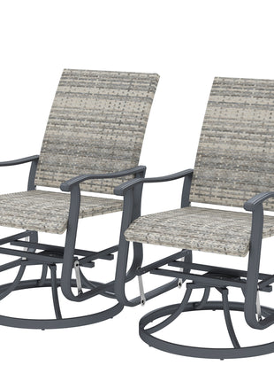Wicker Rattan Swivel Patio Glider Chair Set of 2, Outdoor Glider Chair with Steel Frame, High Back, Armrests, Yellow