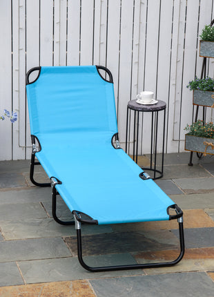Folding Chaise Lounge Pool Chairs, Outdoor Sun Tanning Chairs with 5-Level Reclining Back, Steel Frame for Beach, Yard, Patio, Sky Blue