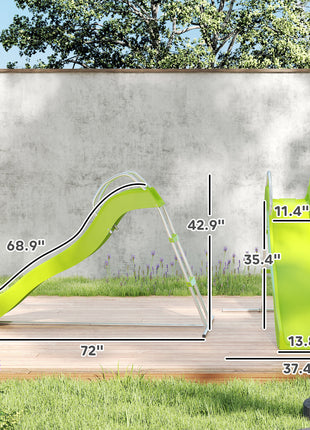 5.7FT Outdoor Slide for Kids Ages 3-8, Climbing Step Ladder, Playground Equipment for Backyard, Garden, Green