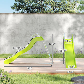 5.7FT Outdoor Slide for Kids Ages 3-8, Climbing Step Ladder, Playground Equipment for Backyard, Garden, Green