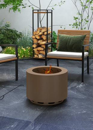 Smokeless Fire Pit, Portable Camping Bonfire Stove with Poker for Backyard Patio Picnic, Steel, Bronze