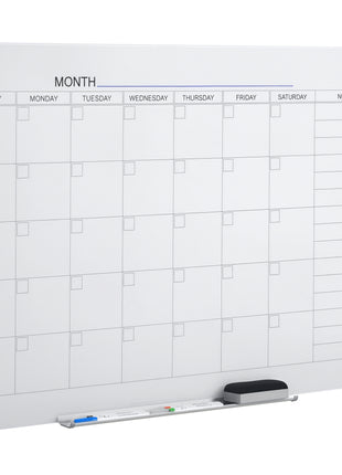 35"x23" Dry Erase Wall Calendar Glass Whiteboard Monthly Planner for Homeschool Supplies & Home Office Organization with 4 Markers and 1 Eraser,Frameless