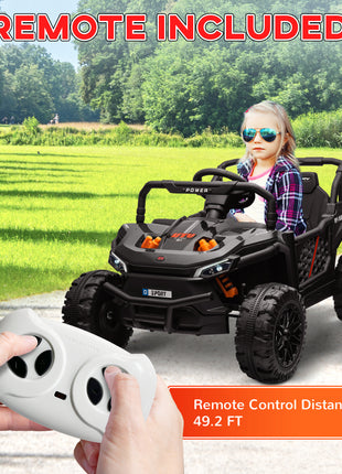 12V Ride On Truck, Battery Powered Electric Car for Kids w/ Remote Control, 4-Wheel Suspension & LED Lights, Black