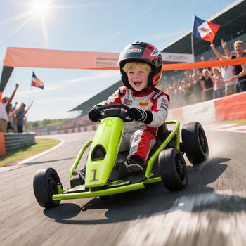 24V Electric Go Kart for Kids, Drift Ride-On Racing Go Kart with 2 Speeds, for Boys Girls Aged 8-12 Years Old, Green