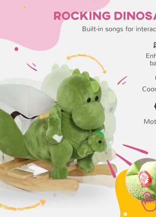Rocking Horse, Ride on Dinosaur w/ Seat Belt, 32 Songs & Hand Puppet for 18-36 Months, Green