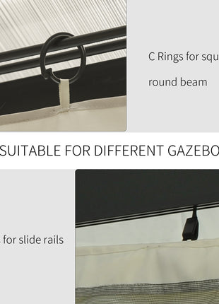 9.84' x 11.8' Gazebo Sidewall Set with Hooks/C-Rings, Beige
