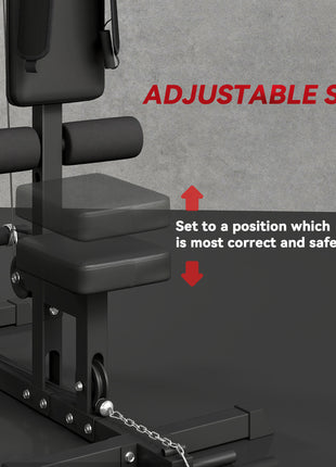 Lat Pull Down Machine, High / Low Pulley Machine with Adjustable Seat and Flip-Up Footplate, Black