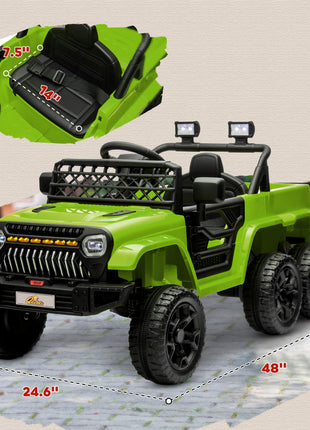 12V 4x4 Kids Electric Car w/ 2WD/4WD Switchable, Remote Control, Spring Suspension System, Back Trailer, Camouflage